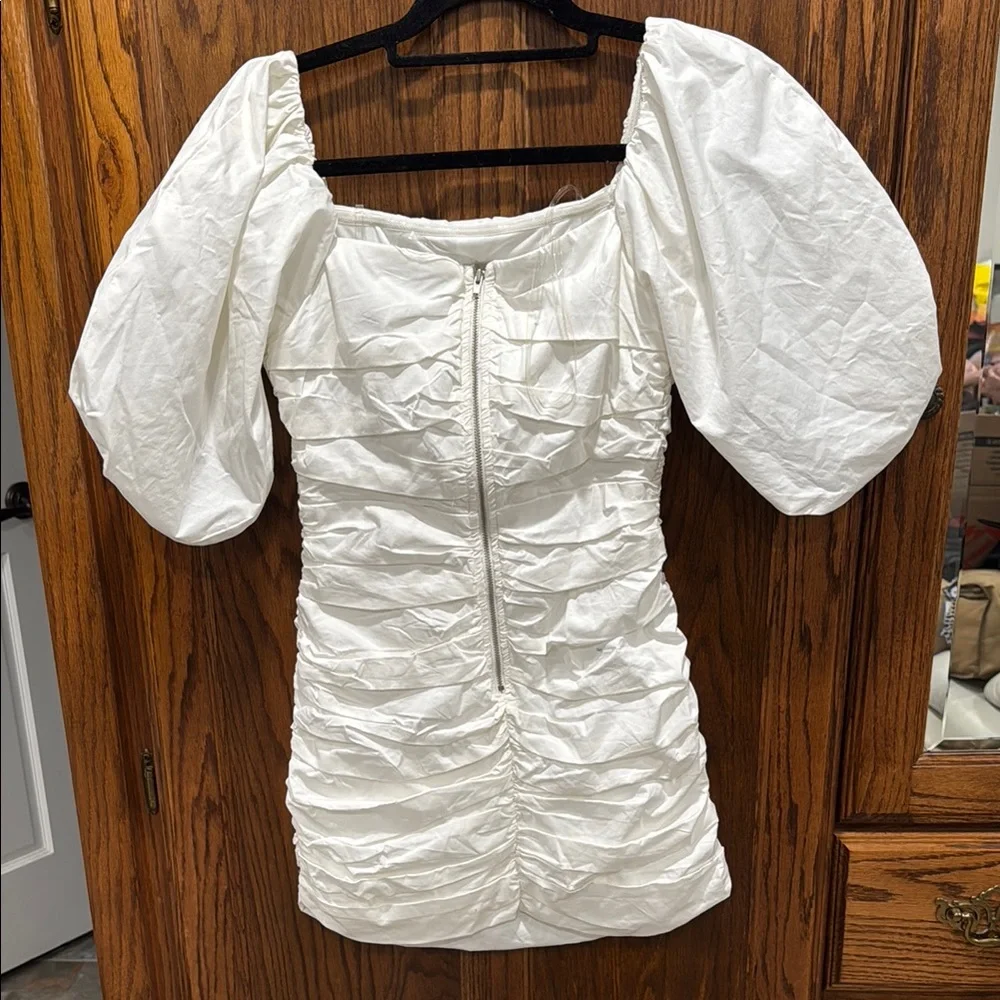 White Puff Sleeve Mini Dress - Picture 2 of 2
